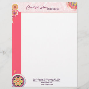 Elegant Asian Lotus Motif Pink Business Letterhead