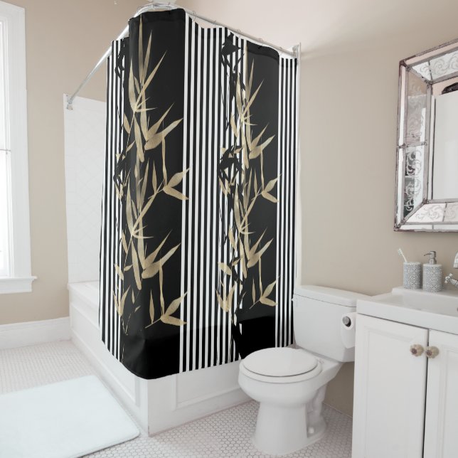 Elegant Asianstyle Black White Stripe Gold Bamboo (In Situ)