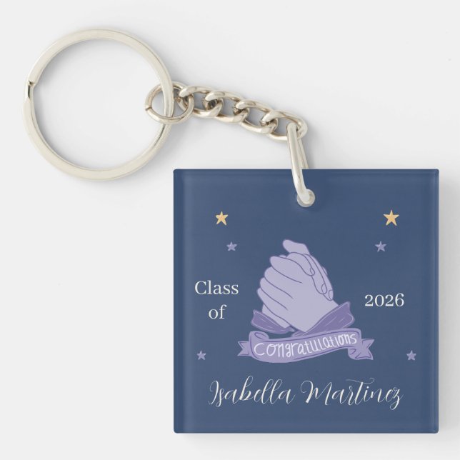 Elegant ASL Congratulations Graduation Acrylic Keychain (Front)