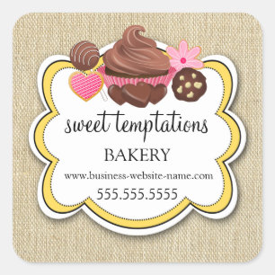 Elegant Assorted Desserts Bakery Packaging Square Sticker