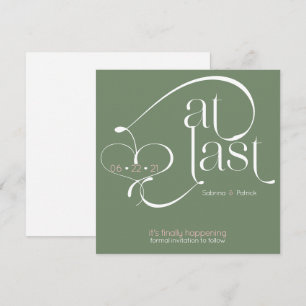 Elegant At Last Dusty Sage Green Save the Date Invitation