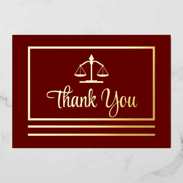 Elegant Attorney Thank You Foil Postcard (Front)