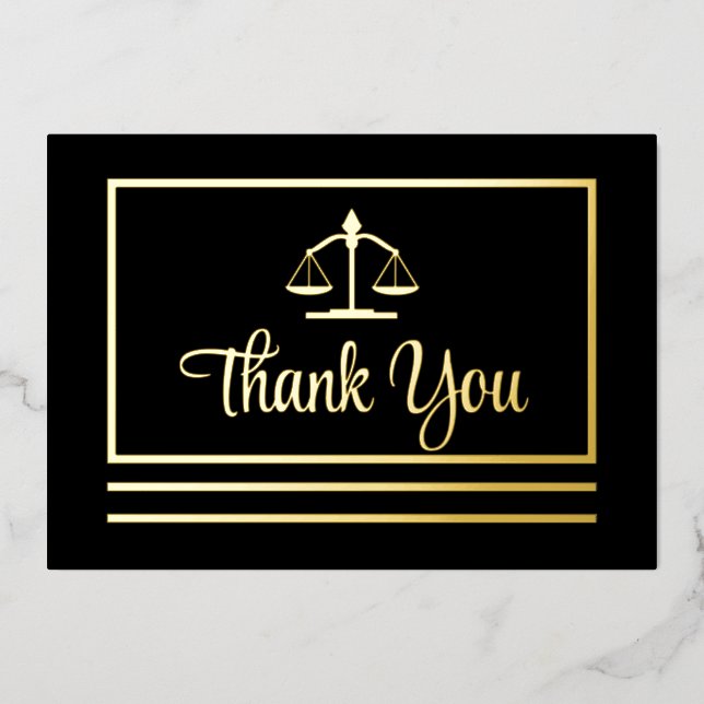 Elegant Attorney Thank You Foil Postcard (Front)