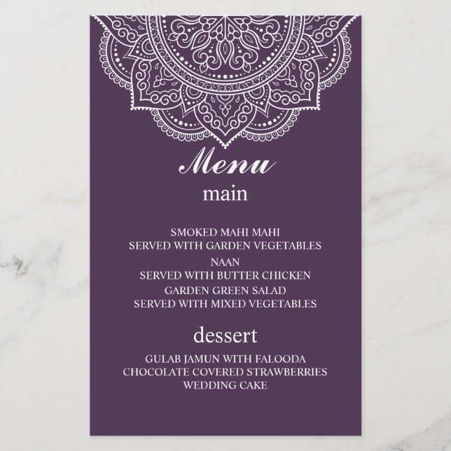 Elegant Aubergine Paisley Indian Hindu Wedding  (Front)