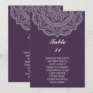 Elegant Aubergine Paisley Wedding Seating Chart Invitation