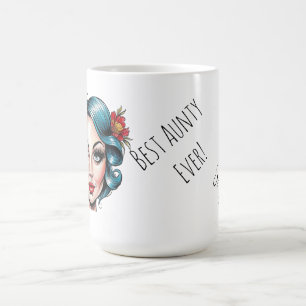 Elegant Aunty Portrait with Floral Flair Coffee Mug