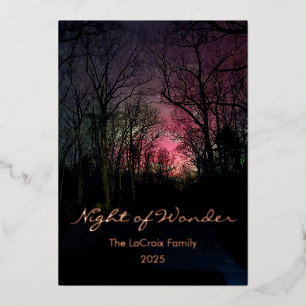 Elegant Aurora Christmas - Night of Wonder Foil Holiday Card