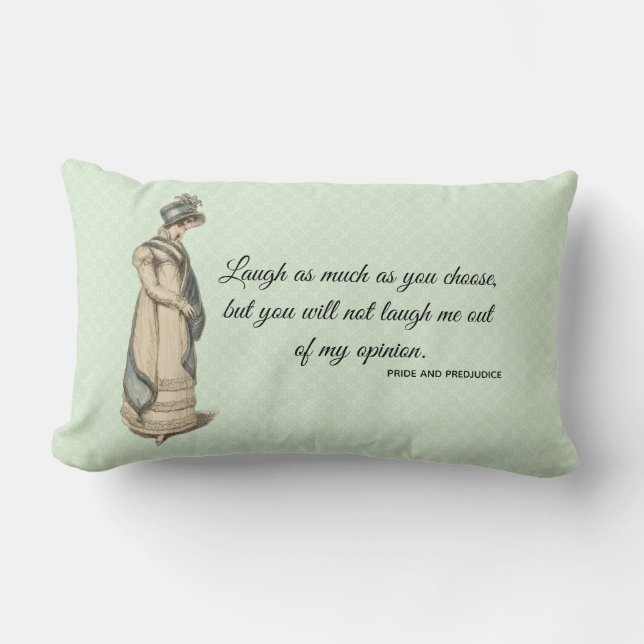 Elegant Austen Pride and Prejudice quote striped Lumbar Pillow (Front)