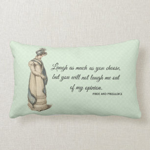 Elegant Austen Pride and Prejudice quote striped Lumbar Pillow