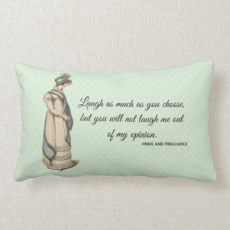 Elegant Austen Pride and Prejudice quote striped Lumbar Pillow
