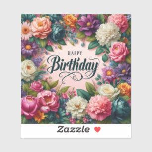 Élégant autocollant d'anniversaire floral