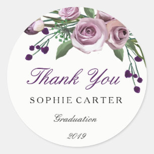 Élégant Autocollant de Merci de Rose de graduation