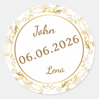 Élégant autocollant de monogramme de mariage flora