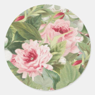 Élégant autocollant rose floral vintage