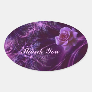 Élégant Autocollant Rose Oval Merci