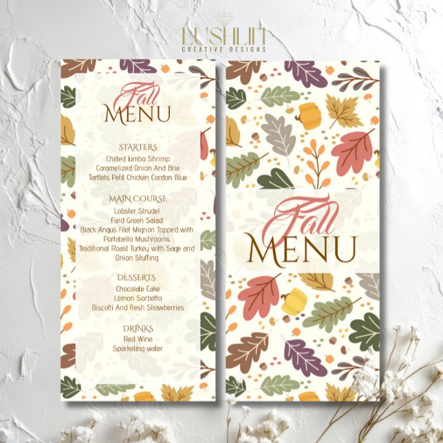 Élégant automne Feuilles d'automne menu plat (Créateur téléchargé)