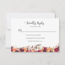 Elégant automne Floral Citrouille mariage RSVP