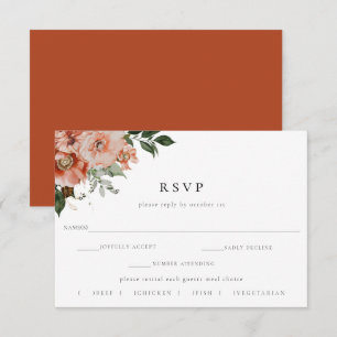 Élégant automne Floral Wedding RSVP Meal Choice