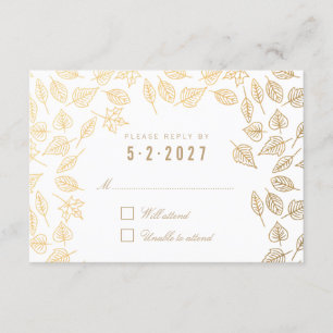 Elégant automne laisse Gold Mariage carte RSVP