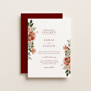 Elegant Autumn Botanical Floral Wedding Invitation