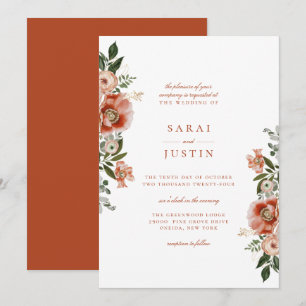 Elegant Autumn Botanical Floral Wedding Invitation
