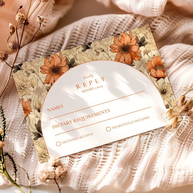 Elegant Autumn Botanical Wedding RSVP Card (Creator Uploaded)