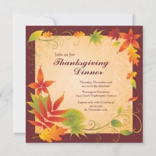 Elegant autumn colour Thanksgiving party invitatio Invitation