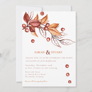 Elegant Autumn Earth tone Terracotta Wedding Invitation