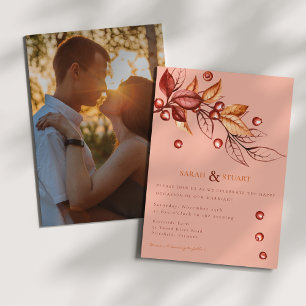 Elegant Autumn Earth tone Terracotta Wedding Invitation