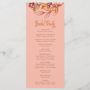Elegant Autumn Earth tone Terracotta Wedding Program