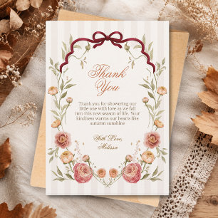 Elegant Autumn Fall Floral Baby Shower  Thank You Card