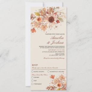Elegant Autumn Fall Floral Watercolor Wedding Invitation