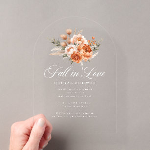 Elegant Autumn Fall In Love Bridal Shower Acrylic Invitations