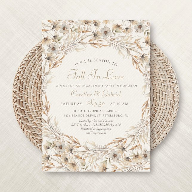 Elegant Autumn Fall In Love Engagement Party Invitation (Creator Uploaded)