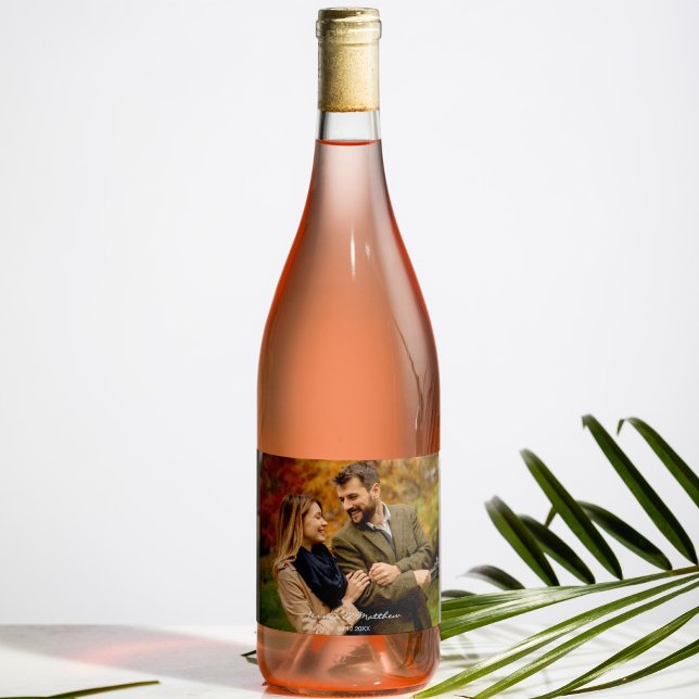 Elegant Autumn Fall Watercolor Photo Welcome Sparkling Wine Label (Creator Uploaded)