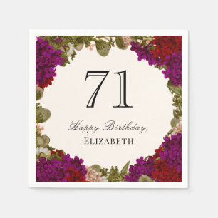 Elegant Autumn Floral 71st Birthday Napkins