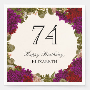 Elegant Autumn Floral 74th Birthday Napkins