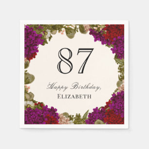 Elegant Autumn Floral 87th Birthday Napkins
