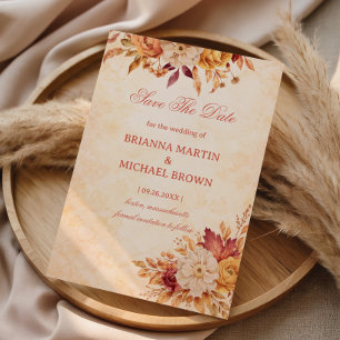 Elegant Autumn Floral Announcement Neutral