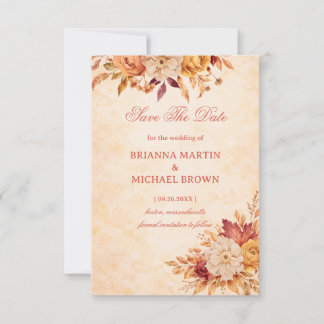 Elegant Autumn Floral Announcement Neutral