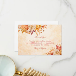 Elegant Autumn Floral Appreciation Message Thank You Card
