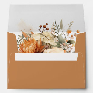 Elegant Autumn Floral Bouquet Burnt Orange Envelope