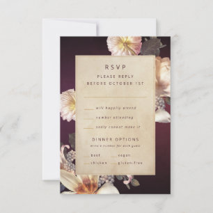 Elegant Autumn Floral Cream Rust Plum RSVP Card