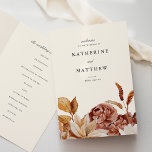 Elegant Autumn Floral Earth Tones Wedding Ceremony Program<br><div class="desc">This lovely wedding ceremony program features a border of watercolor flowers in beautiful autumn tones on a lovely ivory colour background. Together these elements create an rustic yet elegant wedding program that would be perfect for a romantic wedding any time of the year. This design coordinates with our Elegant Autumn...</div>