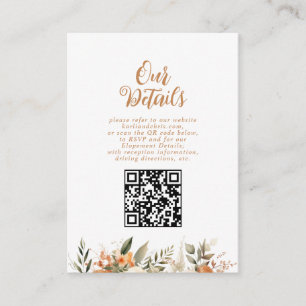Elegant Autumn Floral Elopement Reception Enclosure Card