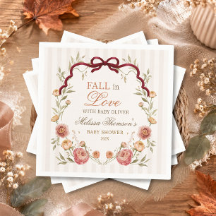 Elegant Autumn Floral Fall In Love Baby Shower  Napkin