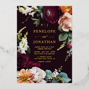 Elegant Autumn Floral Gold Monogram Wedding