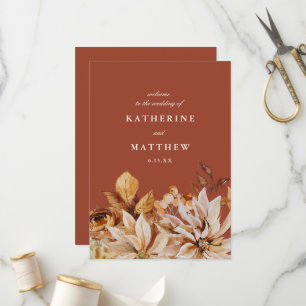 Elegant Autumn Floral Terracotta Wedding Program