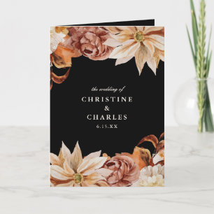Elegant Autumn Floral Watercolor Wedding Ceremony  Program