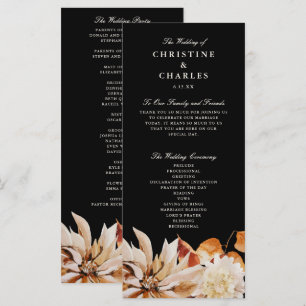 Elegant Autumn Floral Watercolor Wedding Ceremony  Program